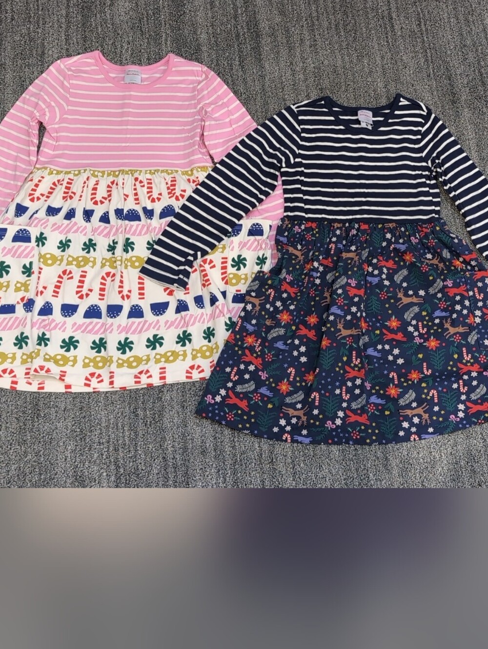 Hanna Andersson Girls' 6-7 Striped Pink & Navy Holiday Dresses Lot